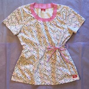 Dickies Painted Crosshatch Scrub Top Size Small